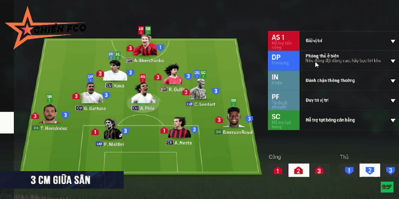 Ba tiền vệ trung tâm (P và 2 CM)